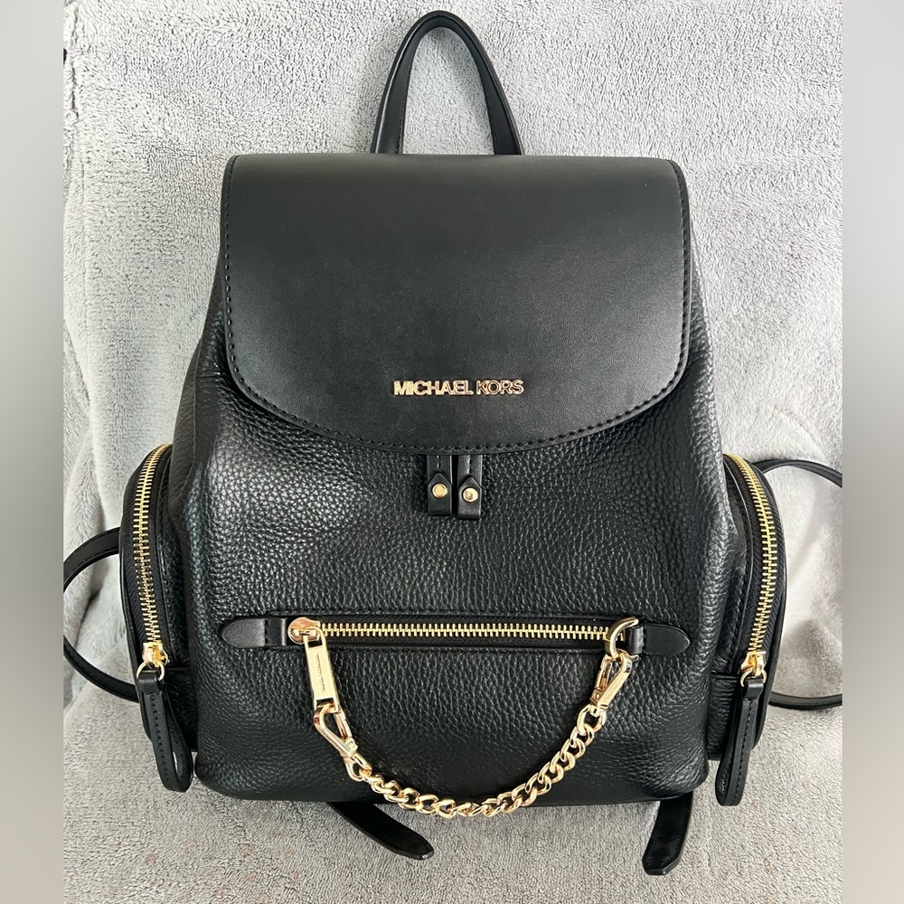 Michael Kors Black Backpack with Gold Accents